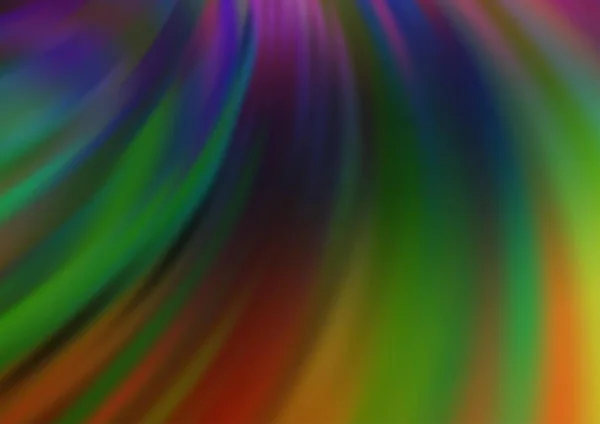 Dark Multicolor Rainbow Vektor Hintergrund Mit Gebogenen Bändern — Stockvektor