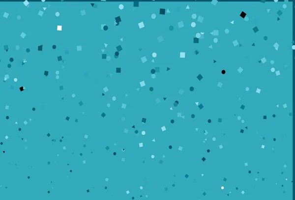 带圆圈的多角形的浅蓝色矢量图案 用一组五彩缤纷的圆圈 三角形 正方形来说明 贵公司商业广告的精巧设计 — 图库矢量图片