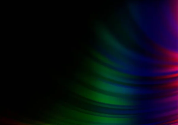 Dark Multicolor Rainbow Vektor Hintergrund Mit Gebogenen Kreisen — Stockvektor