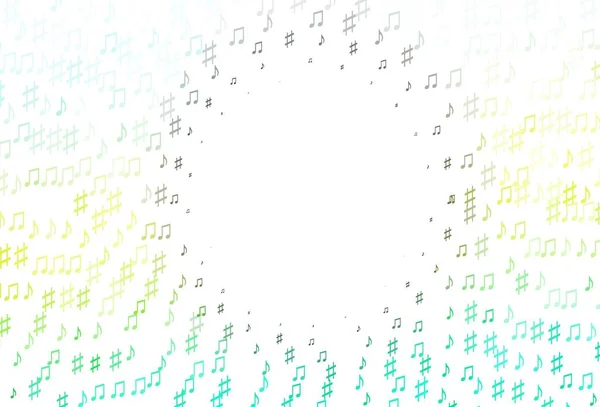 Açık Mavi Müzikal Sembollü Sarı Vektör Şablonu Melodi Tuşları Olan — Stok Vektör
