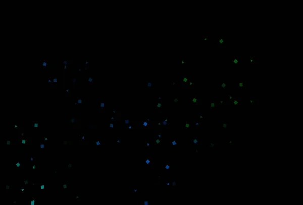 ダークブルー 円の多角形の緑のベクトルパターン 正方形 線で抽象的なイラストを光る Cmの模様 — ストックベクタ