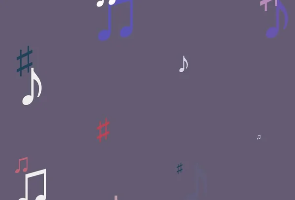 Bleu Clair Fond Vectoriel Rouge Avec Symboles Musicaux Clés Musique — Image vectorielle