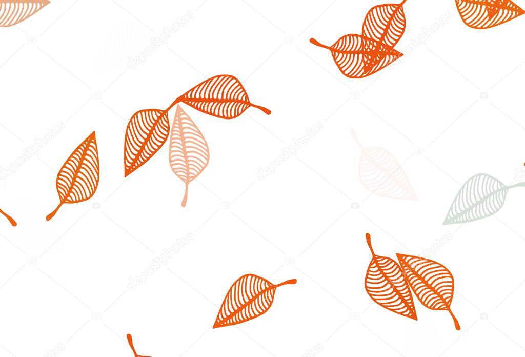 Light Orange vector doodle template. Abstract leaves with gradient on simple background. Pattern for coloring books and pages for kids.