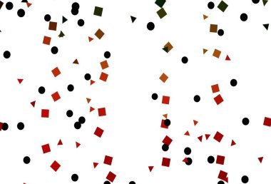 Açık yeşil, kırmızı vektör dokusunda daireler ve küplerle. Daireler, çizgiler, rengarenk eşkenar dörtgenler. İş ilanları, broşürler, broşürler için desen