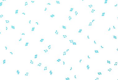 Müzik sembollü hafif BLUE vektör şablonu. Renkli gradyan notaların parlak çizimi. Fasion dergileri için şablon.