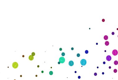 Açık renkli, benekli gökkuşağı vektörü. Renkli su damlaları olan modern soyut çizimler. Güzel web siteleri için desen.