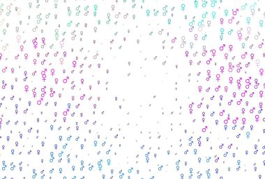 Açık renkli, cinsiyet faktörlü gökkuşağı vektör deseni. Renkli cinsiyet sembollü soyut illüstrasyon. Randevu uygulamaları için akıllı tasarım.