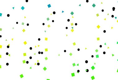 Açık mavi, sarı vektör arkaplanı çizgiler, daireler, eşkenar dörtgenler. Küreler, kareler ve çizgilerle soyut çizimler. İş ilanınız için akıllı tasarım.