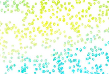 Açık mavi, benekli sarı vektör kapağı. Bulanık yağmur damlaları olan soyut bir çizim. Reklamlar, broşürler için desen.