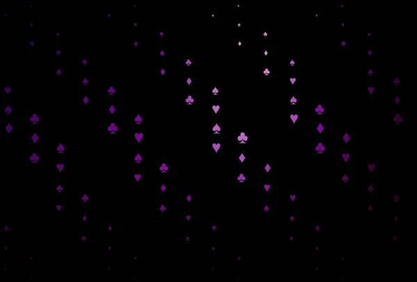 Темно Фіолетове Векторне Компонування Елементами Карт Блискучі Ілюстрації Серцями Піками — стоковий вектор