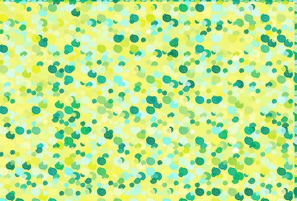 Hellgrünes Gelbes Vektormuster Mit Geschwungenen Kreisen Moderne Gradient Abstrakte Illustration — Stockvektor