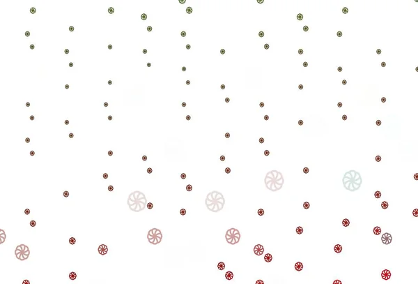 Verde Claro Textura Vetorial Vermelha Com Flocos Neve Coloridos Neve —  Vetores de Stock