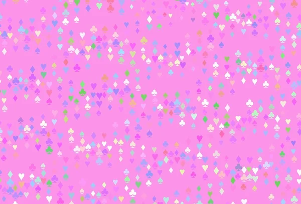 Açık Çokrenkli, poker sembollü Gökkuşağı vektör şablonu. Kalplerin, maça, sinek ve elmasların işaretleriyle renkli bir değişim. Reklam, poster ve kumar siteleri için tasarım.