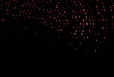 Matematik sembollü koyu turuncu vektör şablonu. Beyaz arkaplanda gradyanı olan renkli matematiksel işaretler. Üniversite terfiniz için akıllı tasarım.