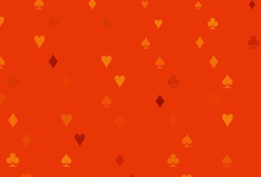 Kart işaretli Açık Turuncu vektör arkaplanı. Kupa, maça, sinek ve elmasların olduğu bir resim. Poker oyunları ve etkinlikler broşürleri için desen.