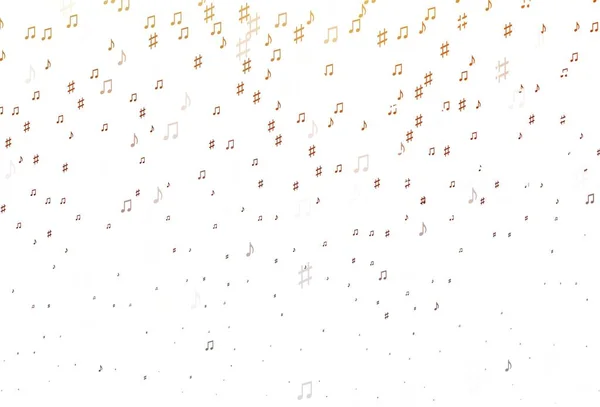 Rouge Clair Fond Vectoriel Jaune Avec Des Notes Musique Clés — Image vectorielle