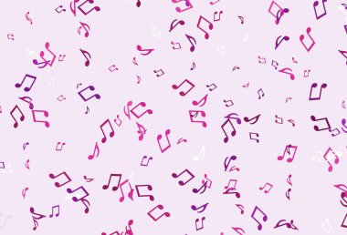 Müzik sembollü açık renkli vektör arkaplanı. Renkli gradyan notaların parlak çizimi. Duvar kağıtları için modern tasarım.