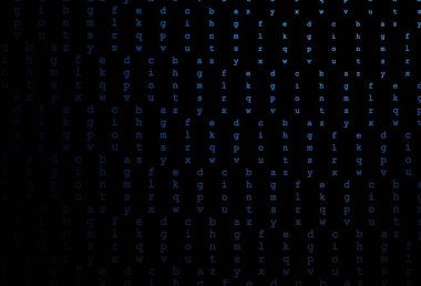 ABC karakterli koyu mavi vektör dokusu. Beyaz arkaplanda gradyanı olan renkli alfabe işaretleri. Üniversite reklamınız için akıllıca bir tasarım..