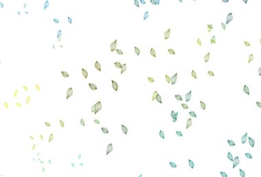 Açık mavi, sarı vektör el boyama şablonu. Doğal yaprağı olan zarif, parlak bir illüstrasyon. Duvar kağıtları ve boyama kitapları için desen.