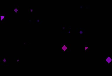 Daireleri, çizgileri, dikdörtgenleri olan koyu mor vektör düzeni. Soyut tarzda dekoratif tasarım, çizgiler, noktalar, küplerle. İş ilanınız için akıllı tasarım.