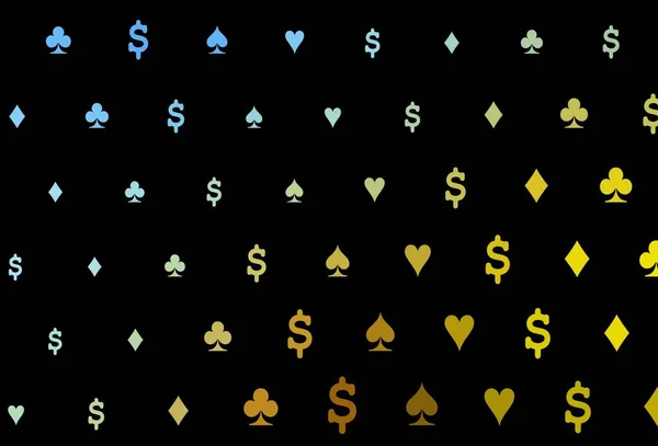 Modèle Vectoriel Bleu Foncé Jaune Avec Symbole Cartes Design Décoratif — Image vectorielle