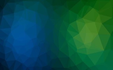 Koyu mavi, yeşil vektör parlayan üçgen desen.