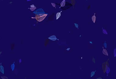 Açık mavi, kırmızı vektör çizim örtüsü. Rengarenk yapraklı doğal bir desen. Web, broşür ve tekstil için el yapımı tasarım..