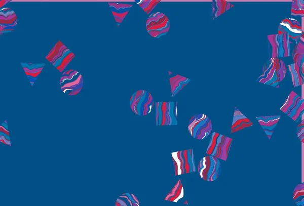 Светло Синий Красный Векторный Чехол Многоугольном Стиле Кругами Круги Линии — стоковый вектор