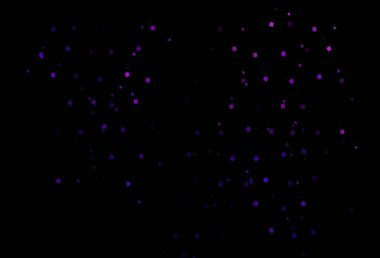 Çemberlerle çokgen biçiminde koyu mor vektör deseni. Renkli daireler, üçgenler, kareler çizilmiş bir resim. İniş sayfası için modern şablon.