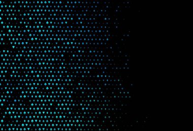 Koyu mavi, iskambil kağıtlı yeşil vektör dokusu. Kalplerin, maça, sinek ve elmasların bulanık dekoratif tasarımı. Kumarhane reklamınız için akıllı tasarım.