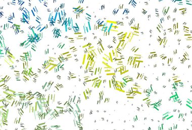 Açık mavi, sarı vektör arkaplan ve düz çizgiler. Soyut şablondaki çizgilerle dekoratif parlak çizimler. İş broşürleri, broşürler için desen.