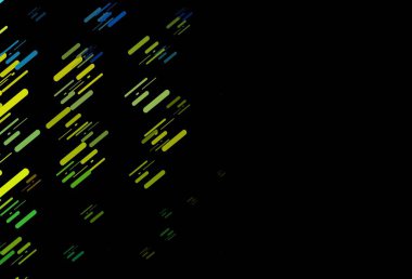 Koyu mavi, uzun çizgileri olan sarı vektör arkaplan. Soyut şablondaki çizgilerle dekoratif parlak çizimler. İş ilanınız için akıllı tasarım.
