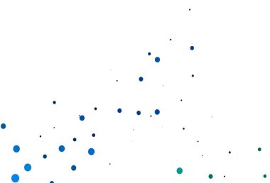 Açık mavi, küreli yeşil vektör deseni. Renkli su damlaları olan modern soyut çizimler. Suyun deseni, yağmur damlaları.