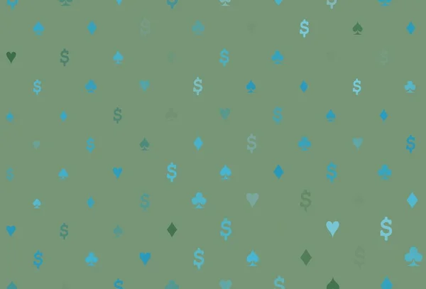 Světle Modrá Vektorová Šablona Symboly Pokeru Glitter Abstraktní Náčrt Izolovanými — Stockový vektor