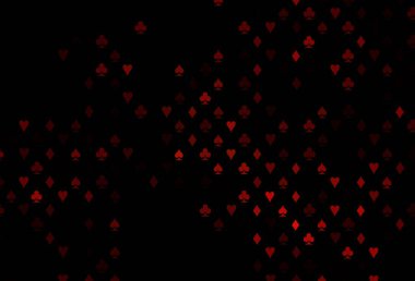 Poker sembollü koyu turuncu vektör şablonu. Kupa, maça, sinek ve elmasların olduğu bir resim. Kumarhanelerin kartvizitleri için şablon.