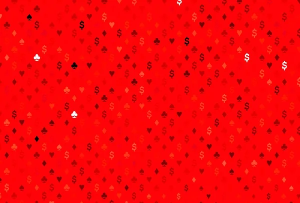 Světle Červená Vektorová Textura Hracími Kartami Rozmazaný Dekorativní Design Srdcí — Stockový vektor