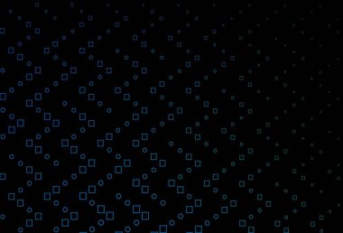 Koyu mavi, çokgen tarzda yeşil vektör örtüsü. Dikdörtgenleri ve kareleri olan güzel bir çizim. Web siteleri, iniş sayfaları için desen.