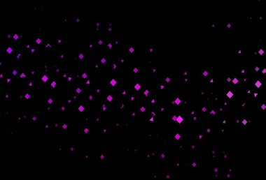 Daireleri, çizgileri, dikdörtgenleri olan koyu mor vektör düzeni. Soyut tarzda dekoratif tasarım, çizgiler, noktalar, küplerle. İş ilanınız için akıllı tasarım.