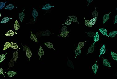 Koyu yeşil, sarı vektör karalama şablonu. Yaprakları karalama tarzında parlak renkli bir illüstrasyon. İşiniz için yepyeni bir tasarım..