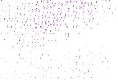 Açık mor vektör dokusu, erkek ve kadın ikonlarıyla. Soyut tarzda, cinsiyet şekilleriyle basit bir gradyan tasarımı. Randevu uygulamaları için akıllı tasarım.