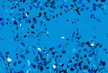 Soyut şekilli hafif Mavili vektör arkaplanı. Modern tarzda değişen renkli kaotik formlar. Duvar kağıtları için zarif tasarım.