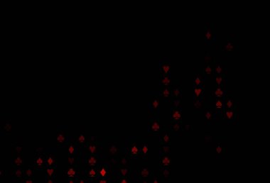 Koyu kırmızı vektör deseni ve kart sembolü. Oyun kartlarının izole sembollerine sahip soyut çizimler. Reklam, poster ve kumar siteleri için tasarım.