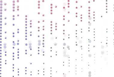 Açık mavi, güzel kar taneleriyle kaplı kırmızı vektör. Bulanık arkaplanda kar ve eğim. Reklamınız, posteriniz, afişiniz için yeni yıl tasarımı.