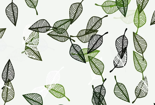 Light Green Vector Sketch Pattern Colorful Illustration Doodle Style Leaves — Stock Vector