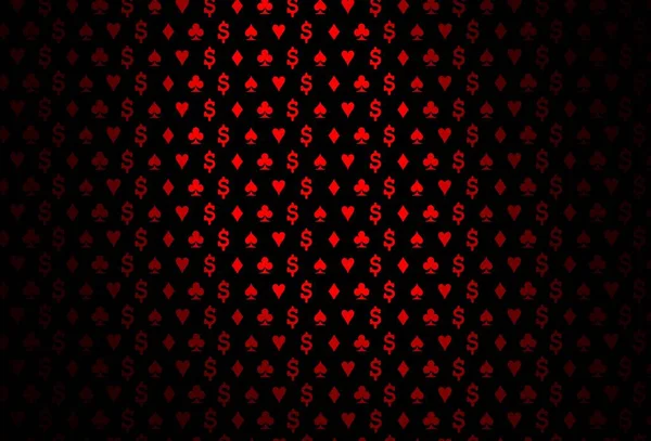 Koyu Kırmızı Vektör Deseni Kart Sembolü Kalplerin Maça Sinek Elmasların — Stok Vektör