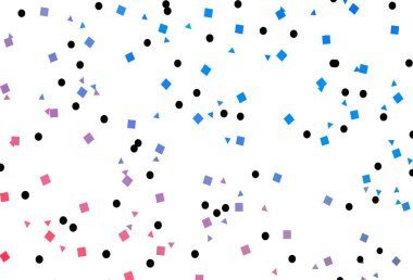 Açık mavi, kırmızı vektör dokusunda daireler ve küplerle. Daireler, çizgiler, rengarenk eşkenar dörtgenler. Duvar kağıtları için şablon.