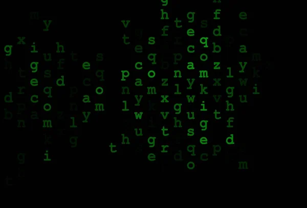 Mise Page Vectorielle Vert Foncé Avec Alphabet Latin Illustration Colorée — Image vectorielle