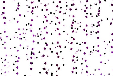 Açık Mor çizgiler, daireler, çizgiler, dikdörtgenler. Renkli daireler, üçgenler, kareler çizilmiş bir resim. Reklamlar için desen.