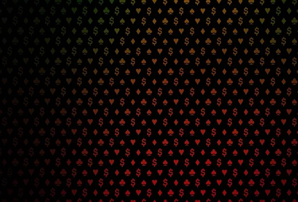 Темно Зелене Червоне Векторне Покриття Символами Азартних Ігор Розмитий Декоративний — стоковий вектор
