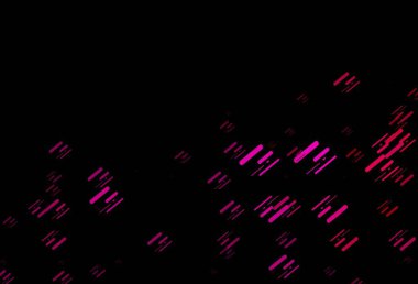 Koyu mor, düz çizgileri olan pembe vektör düzeni. Soyut şablondaki çizgilerle dekoratif parlak çizimler. Web siteleri, iniş sayfaları için desen.